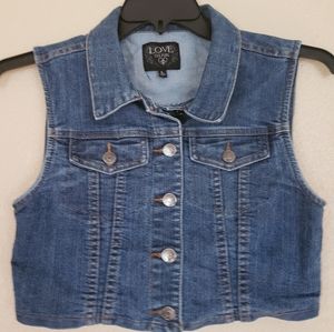 Cropped Denim Vest